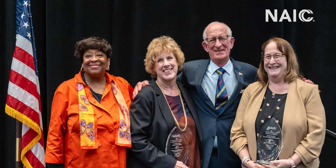 NAIC President and Missouri Department of Commerce and Insurance Director Chlora Lindley-Myers with 2023 Farmer Award winners Alaska Division of Insurance Director Lori Wing-Heier and Rhode Island Department of Business Regulation Director Beth Dwyer.  Also pictured: Former South Carolina Insurance Director Ray Farmer. 